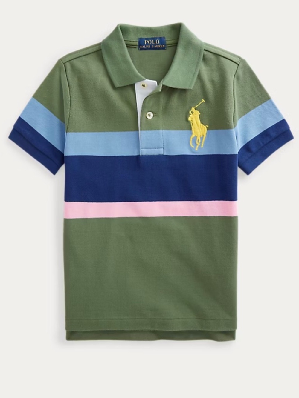 Polo Ralph Lauren Big Pony Striped Mesh Polo Boys Size 5 Colorblock Preppy